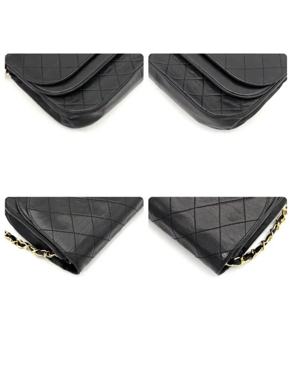 Chanel Quilted Chain Shoulder Bag Black Lambskin